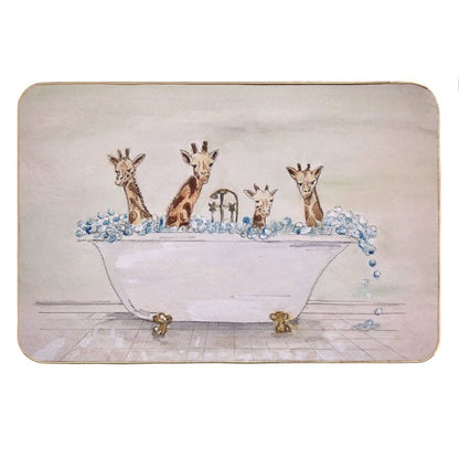 Giraffes in A Tub Bath Mat