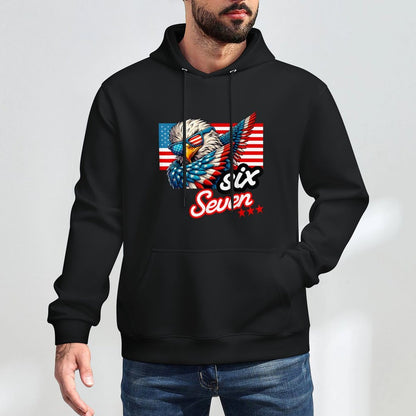 Six Seven Funny Patriotic Dabbing Bald Eagle 6 7 Meme Slang Easy Care Hoodie