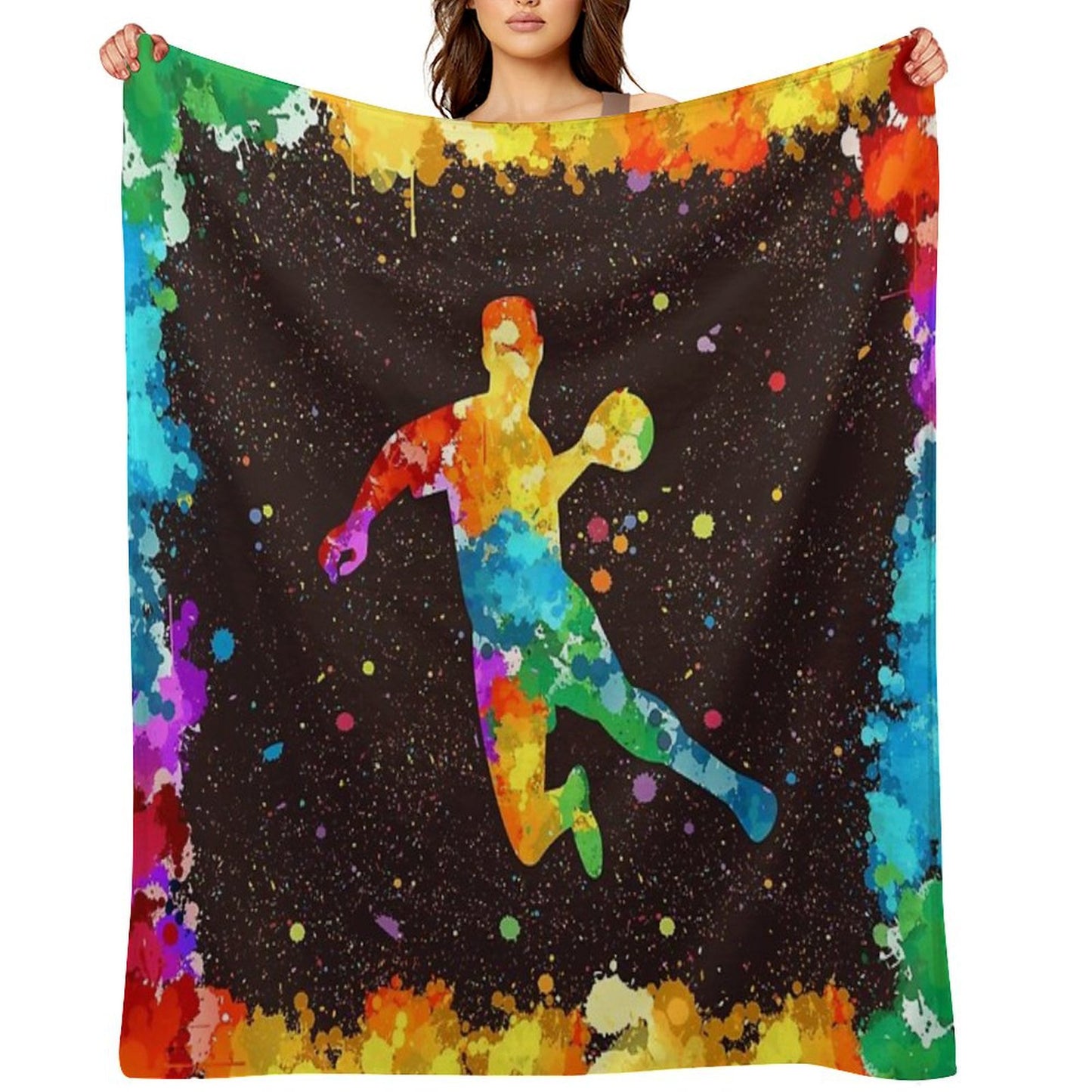 Handball Art Watercolor Throw Blanket