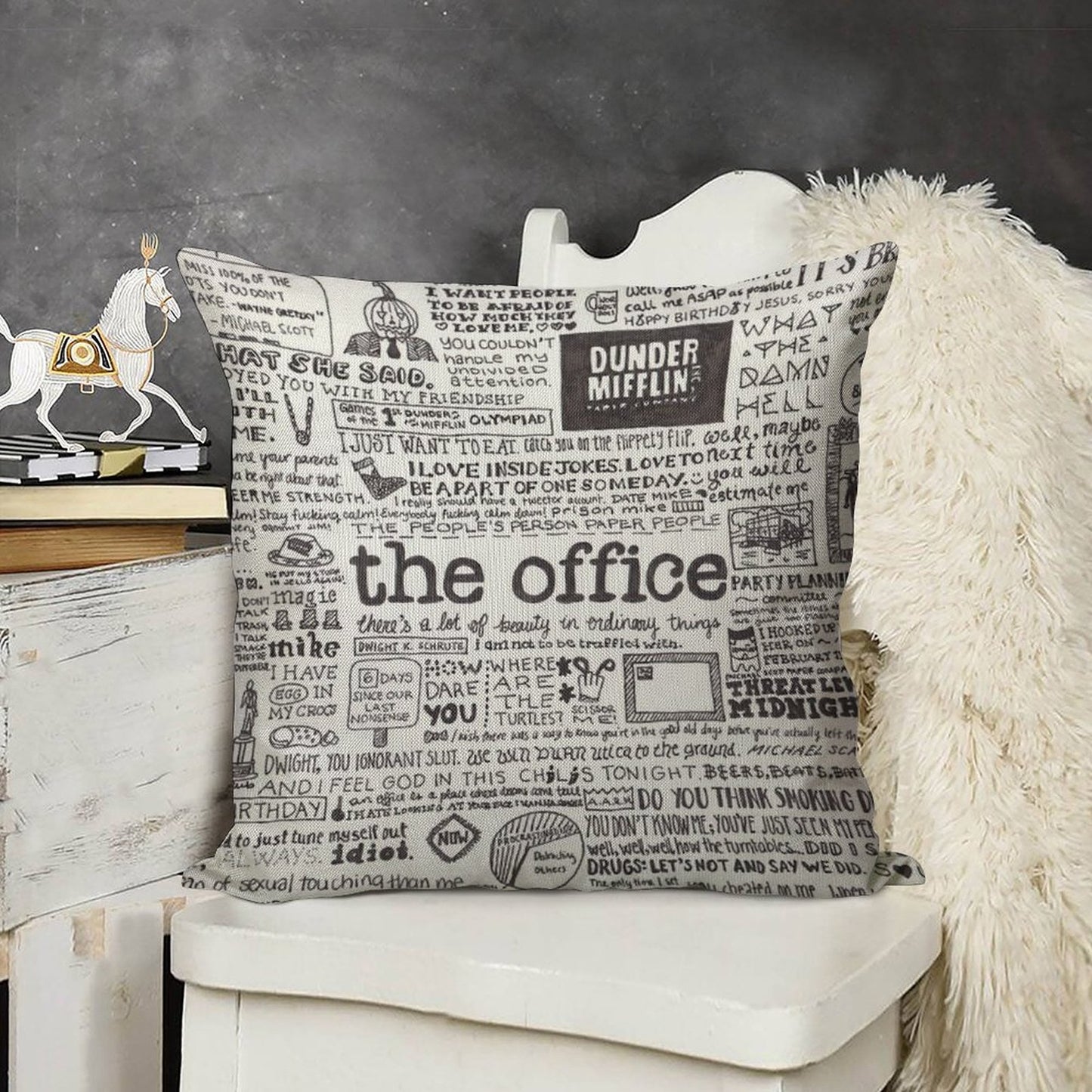 A Visual Representation of The Office Linen Throw Pillow Cover