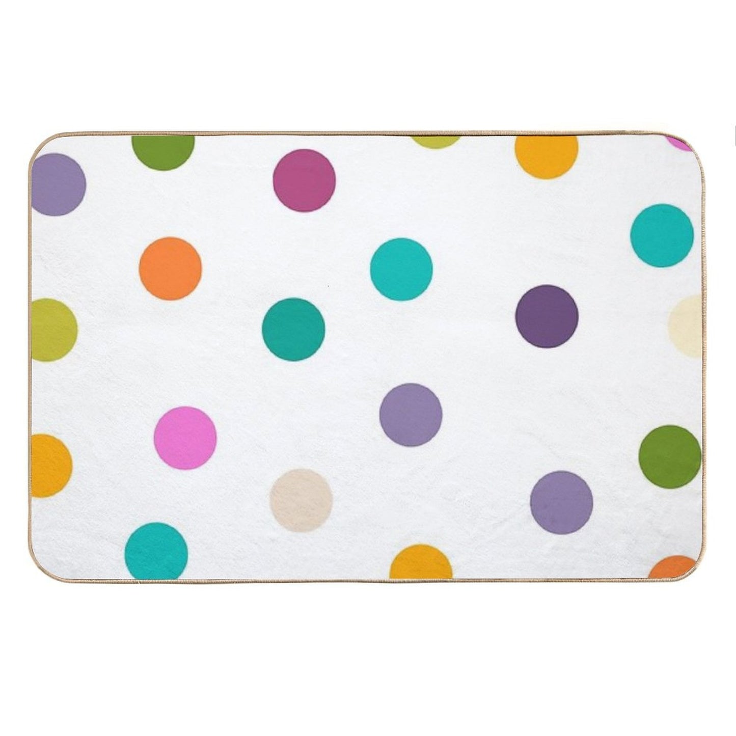 Colourful Dots Large on White Bath Mat