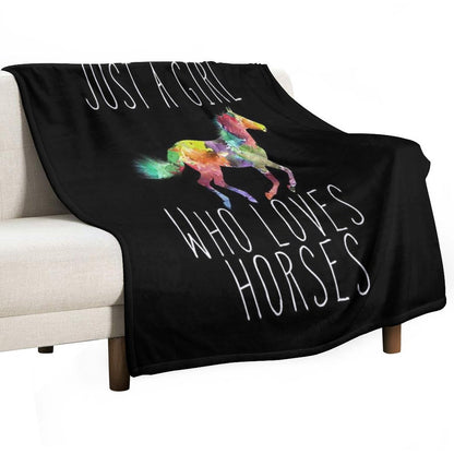 Just A Girl Who Loves Horses Throw Blanket