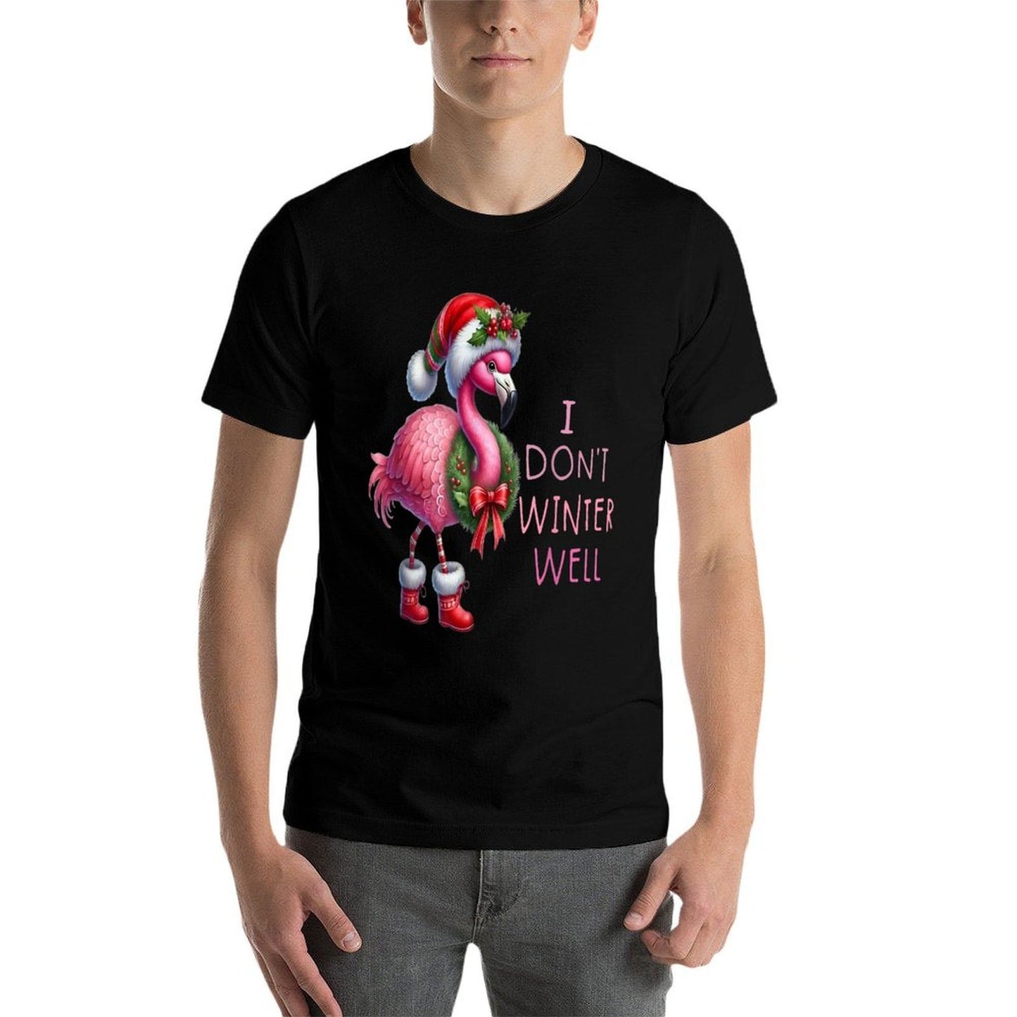 I Dont Winter Well Pink Flamingo Merry CHRISTMAS  Vintage-inspired T-Shirt