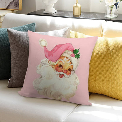 Retro Santa Claus Pink Soft Ultra-Soft Texture Throw Pillow