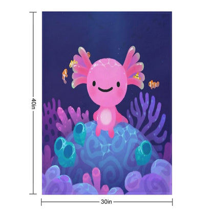 Coral Axolotl Throw Blanket