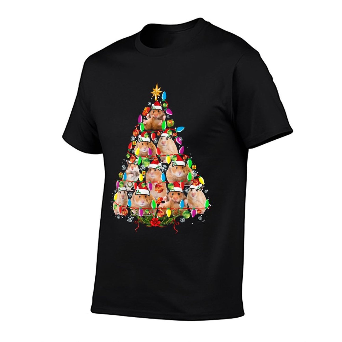 Hamsters Christmas Tree Santa Hamsters Christmas Lights  Easy-care T-Shirt
