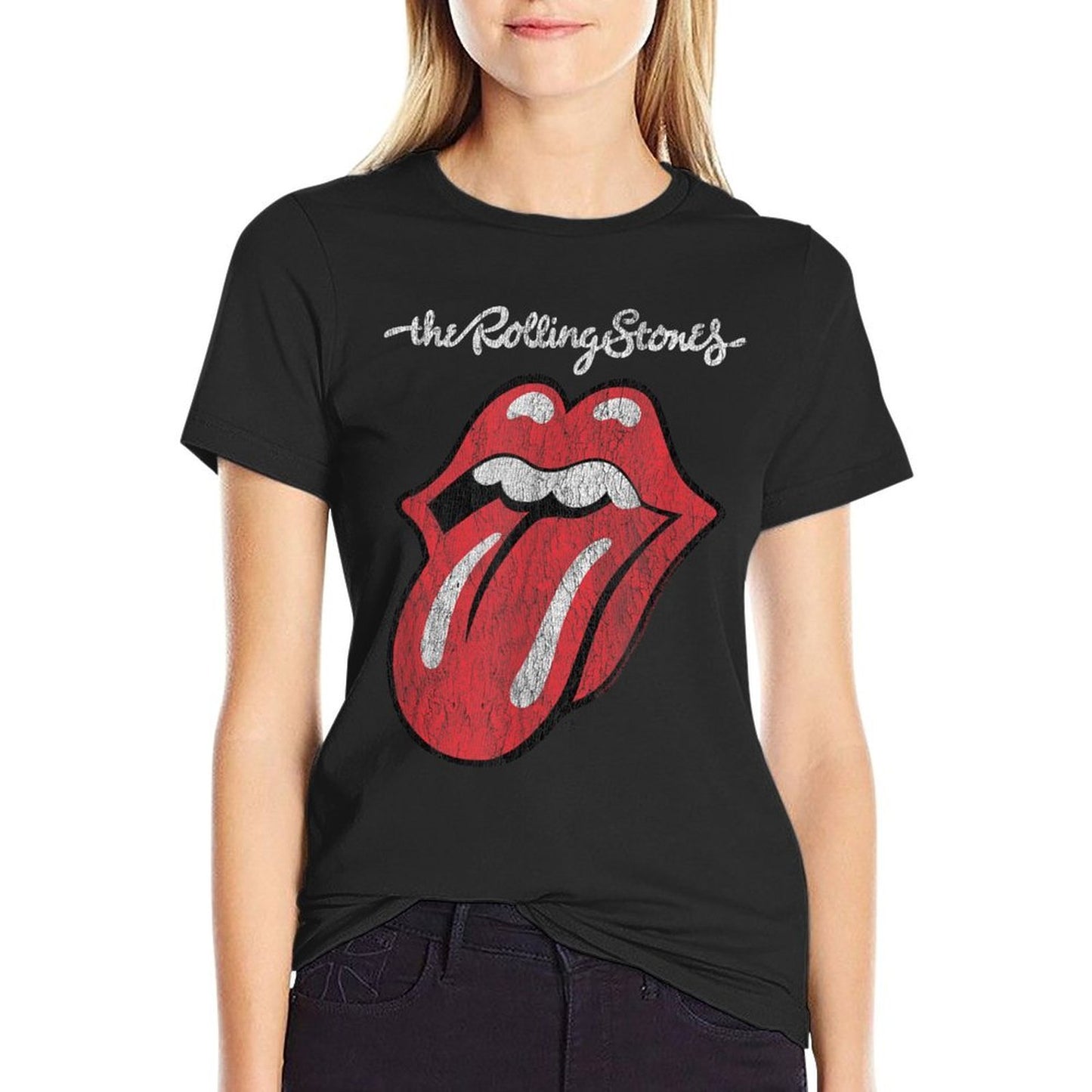 Rolling Stones Official Script Tongue  Heathered Texture T-Shirt