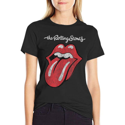 Rolling Stones Official Script Tongue  Heathered Texture T-Shirt