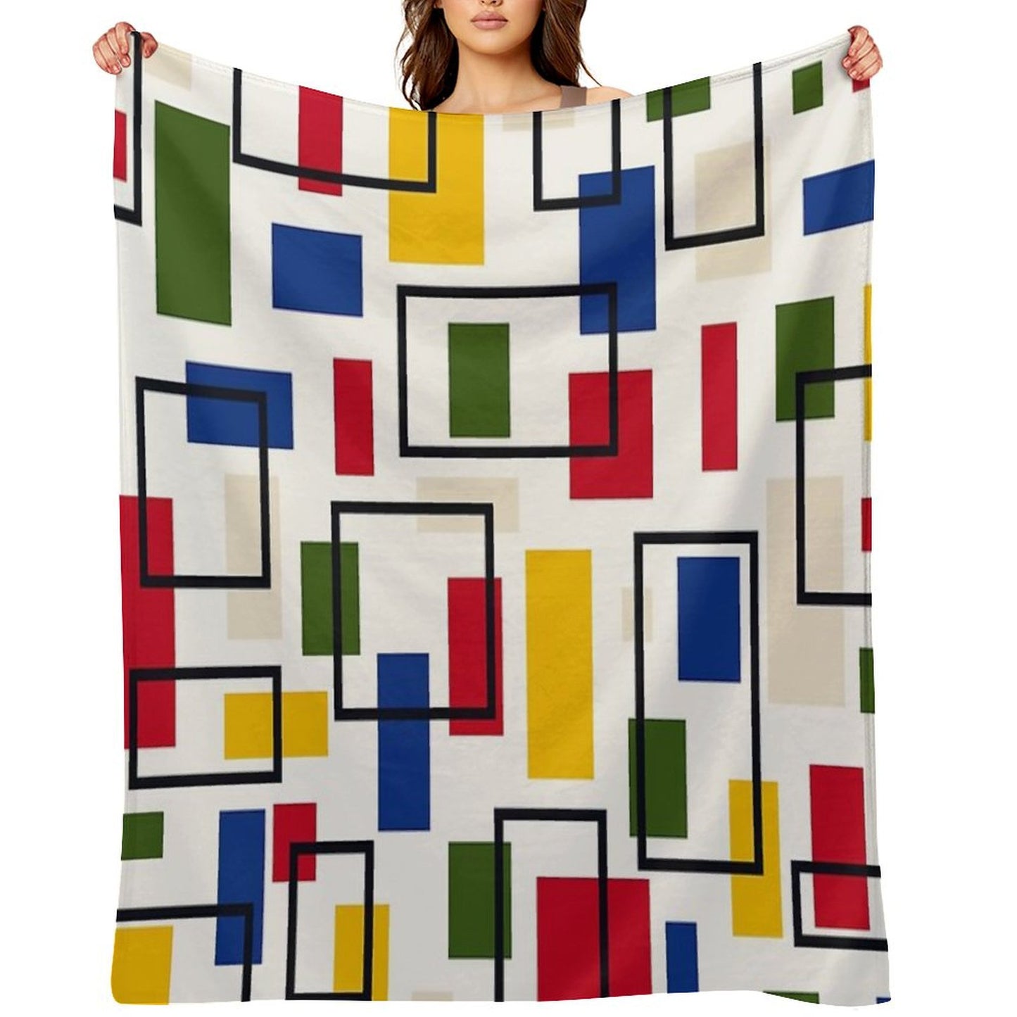 Mondrian Style Throw Blanket