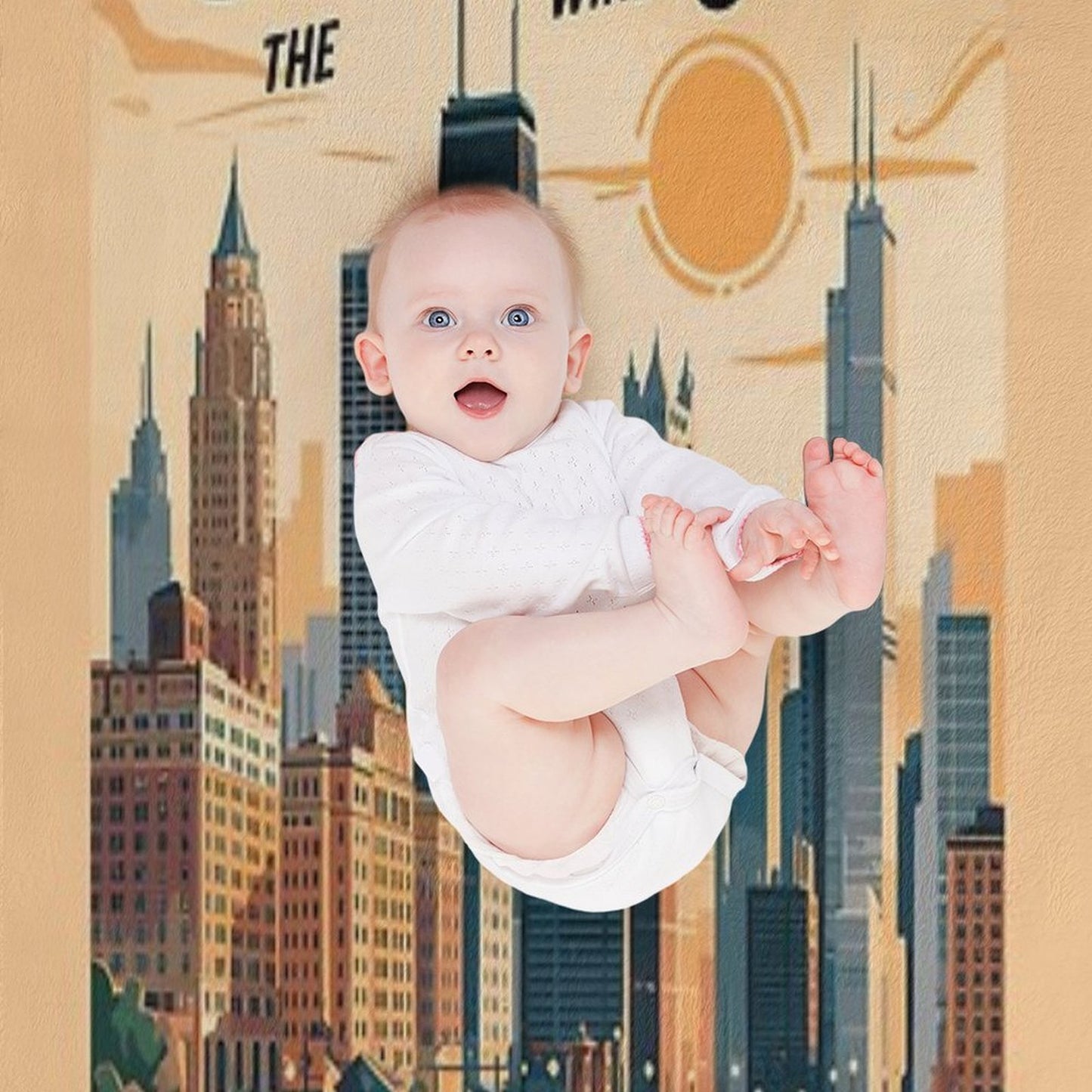 Chicago Illinois Skyline Travel Art Vintage Throw Blanket