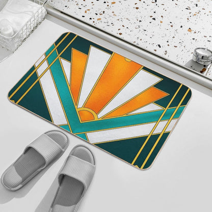 Orange And Green Art Deco Bath Mat