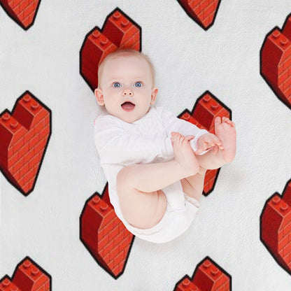 Brick Heart – Bold Toy Block Style Love Design Throw Blanket