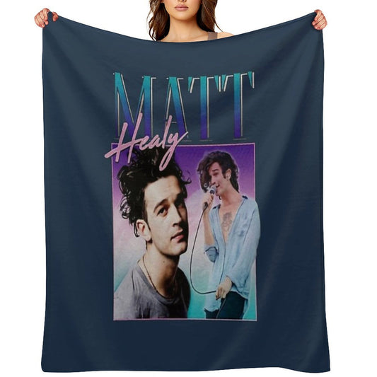 Matt Healy Homage  Funny Matty 1975 Retro 90's 80's Party Throw Blanket