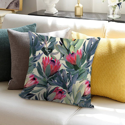 Painted Protea Pattern Soft Style Accent Throw Pillow