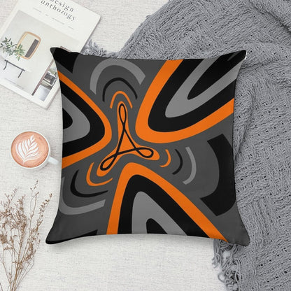 Hail Adobe - Orange, Grey, And Black Soft Bedroom Essential Throw Pillow