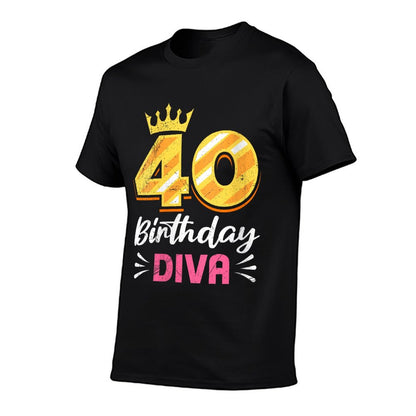 Womens 40th Birthday 40 BIRTHDAY DIVA 40 Years Women  Slim-fit Cut T-Shirt