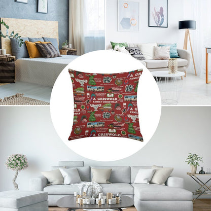 Christmas Vacation Collage Linen Throw Pillow Cover