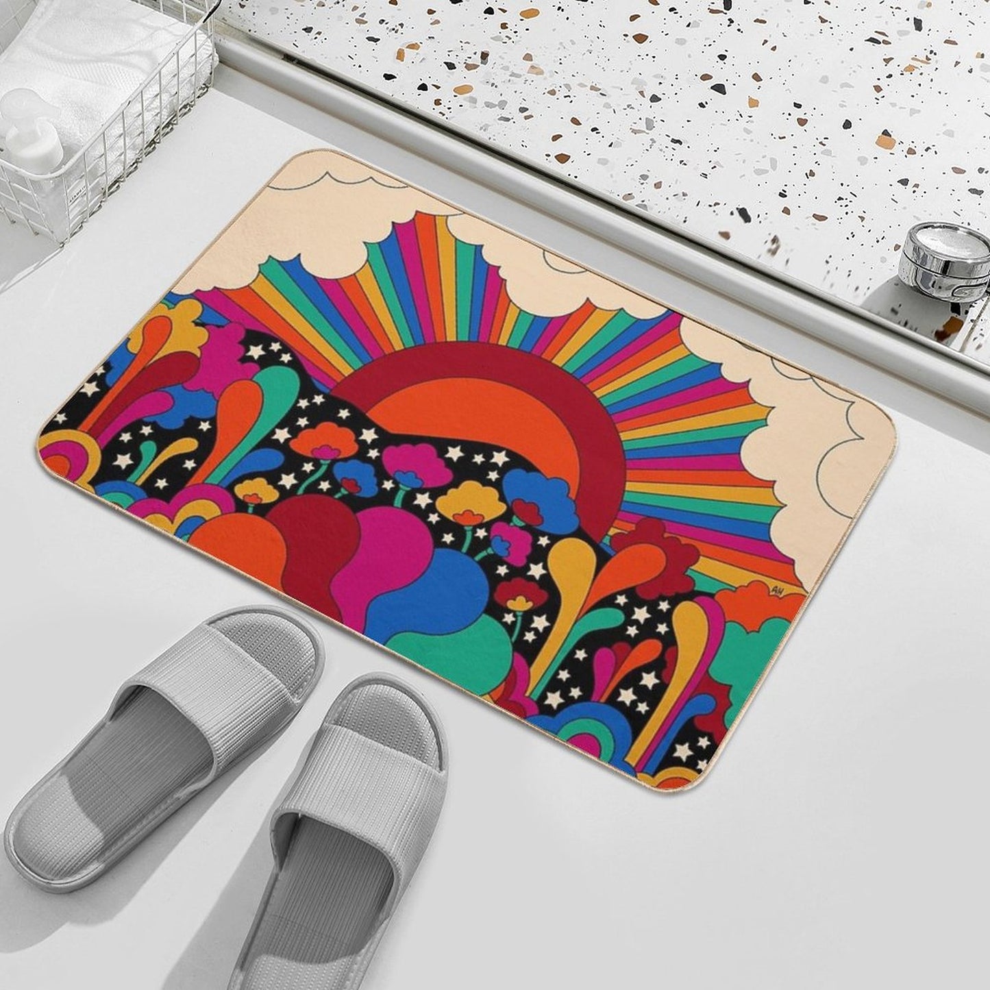 70s Landscape  Anti-Trip Bath Mat