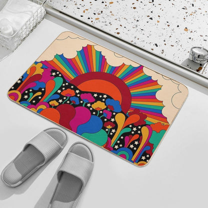 70s Landscape  Anti-Trip Bath Mat