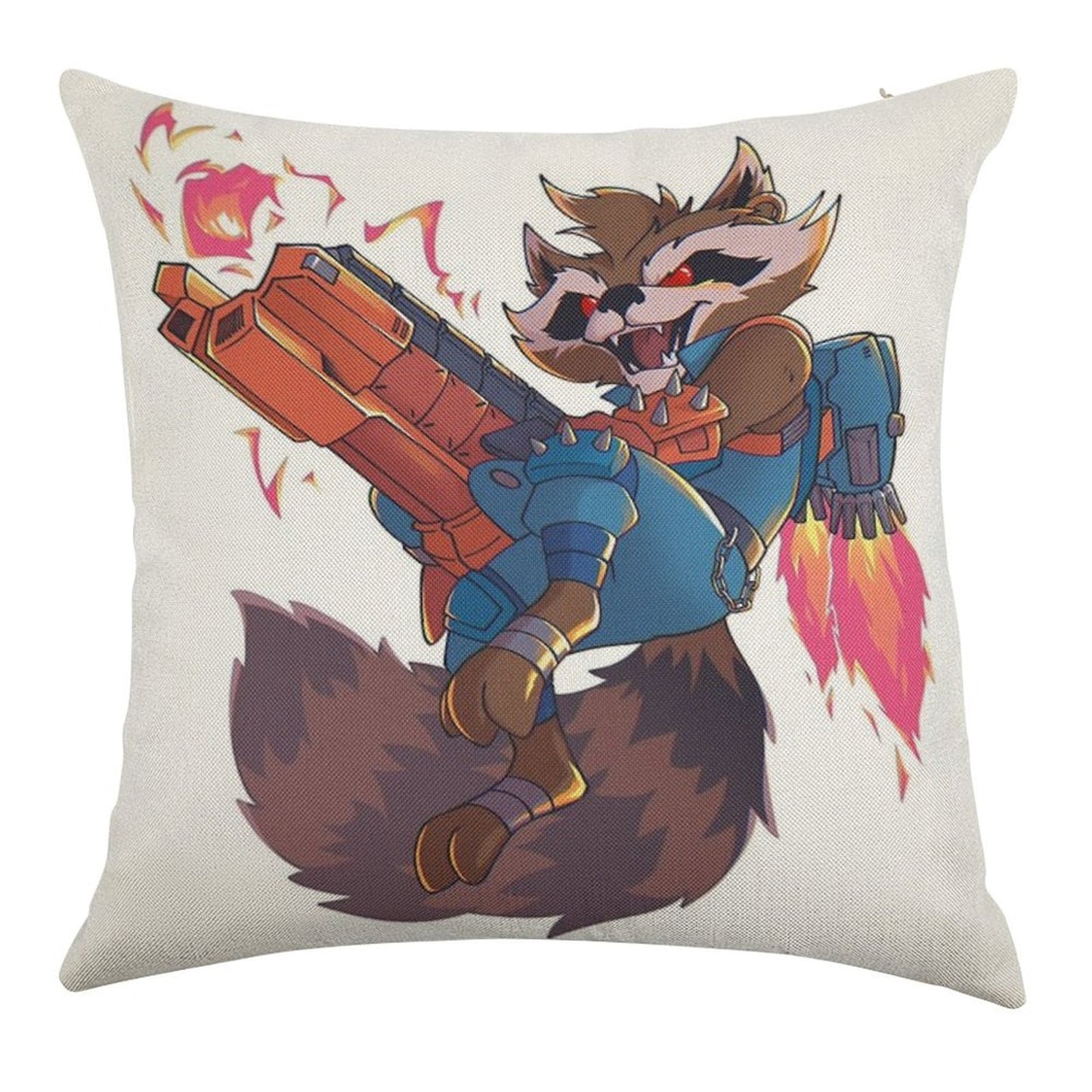Marvel Rivals Rocket Raccoon Linen Throw Pillow Cover