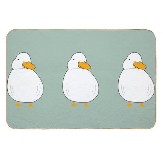 Chubby Duck Cute Fluffy White Bird Simple Anime Cartoon Kawaii Animal Bath Mat