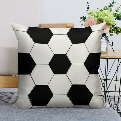 MAN CAVE SOCCER BALL FOOTBALL DESIGN FOR SPORTS LOVERS BY OZCUSHIONSTOO Linen Throw Pillow Cover