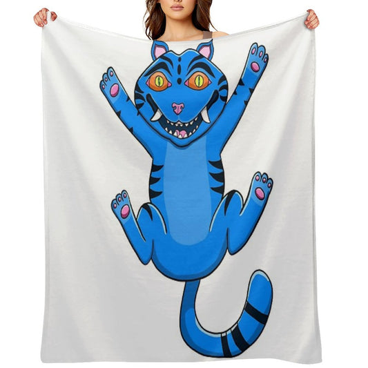 Playful Blue Tiger Cat Throw Blanket