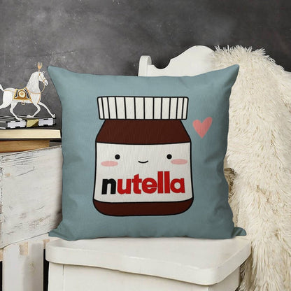 Cute Nutella Jar Linen Throw Pillow Cover