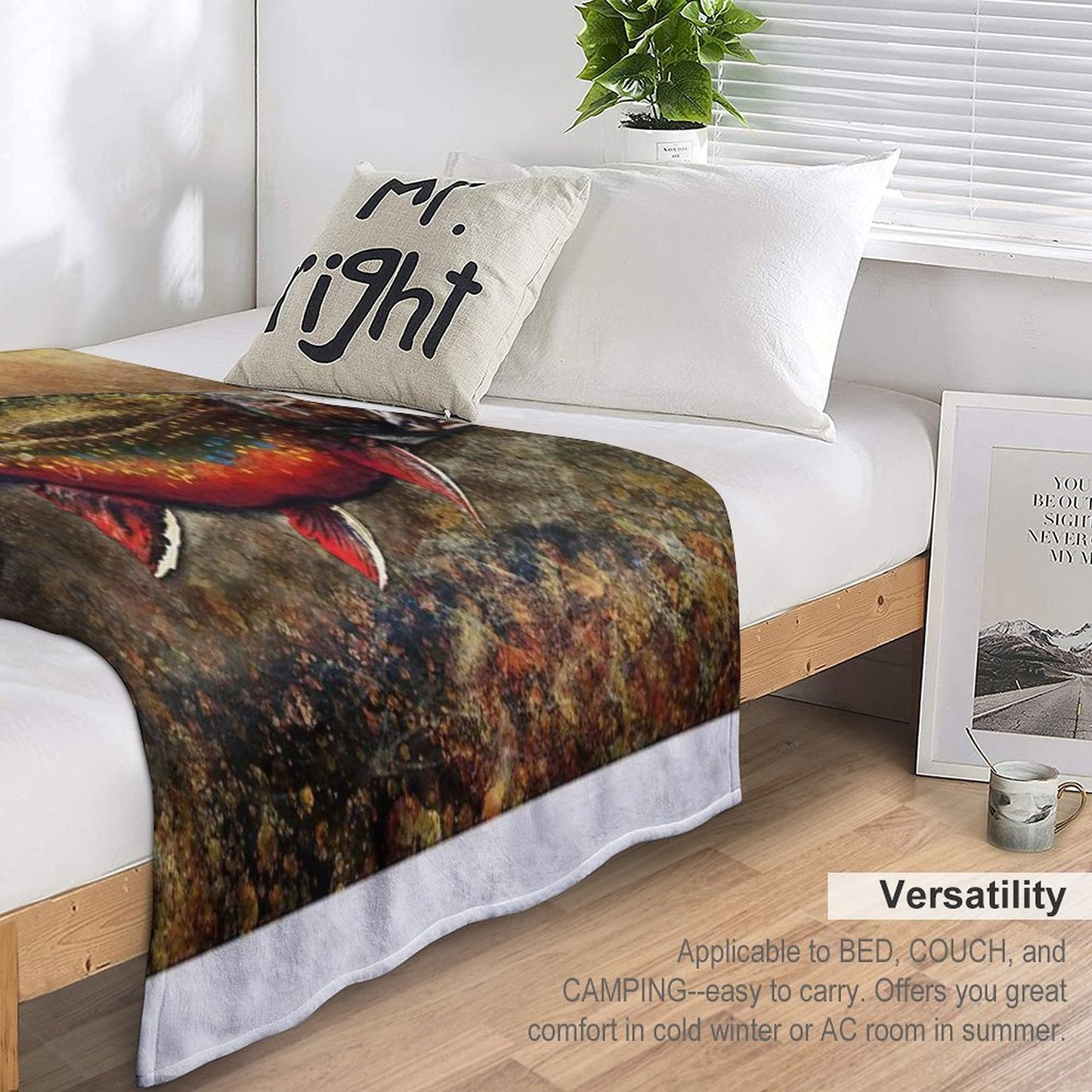 Spawning Male Brook Trout Illustration Throw Blanket