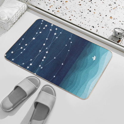 Garland of Stars, Teal Ocean Bath Mat