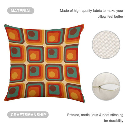 Retro Geometric Gradient Square And Circle Pattern 221 Linen Throw Pillow Cover