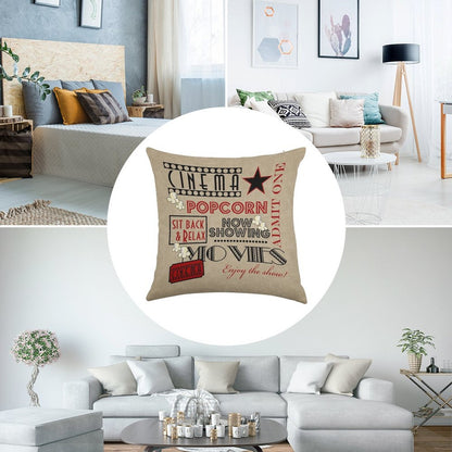 Movie Theater Cinema Admit One Ticket Pillow-Red Linen Throw Pillow Cover