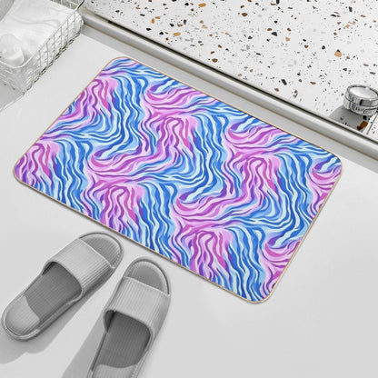 Abstract Wavy Lines Pattern Texture  Long-Lasting Bath Mat