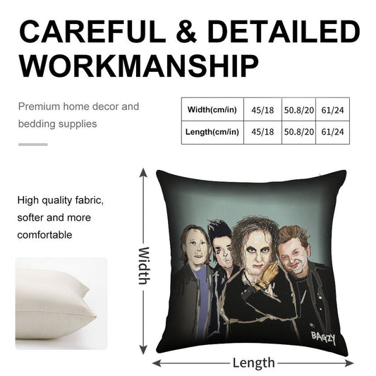 Original Fan Art, Drawing by Bagzy, Goth Rock, Alternative Music, 80s Linen Throw Pillow Cover