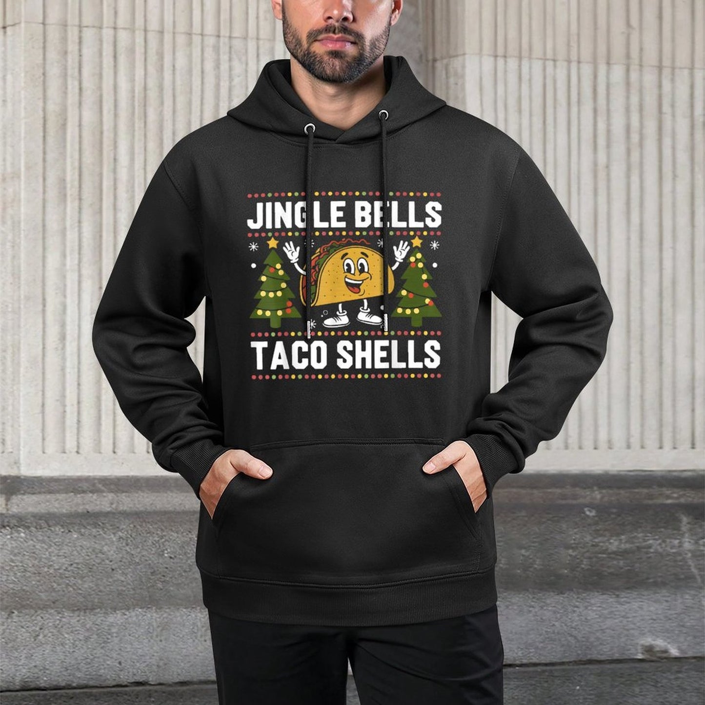Christmas Jingle Bells Taco Shells Funny Xmas Tacos Lover Colorfast Hoodie