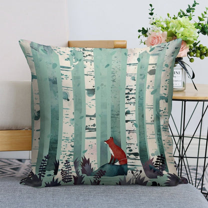 The Birches Linen Throw Pillow Cover