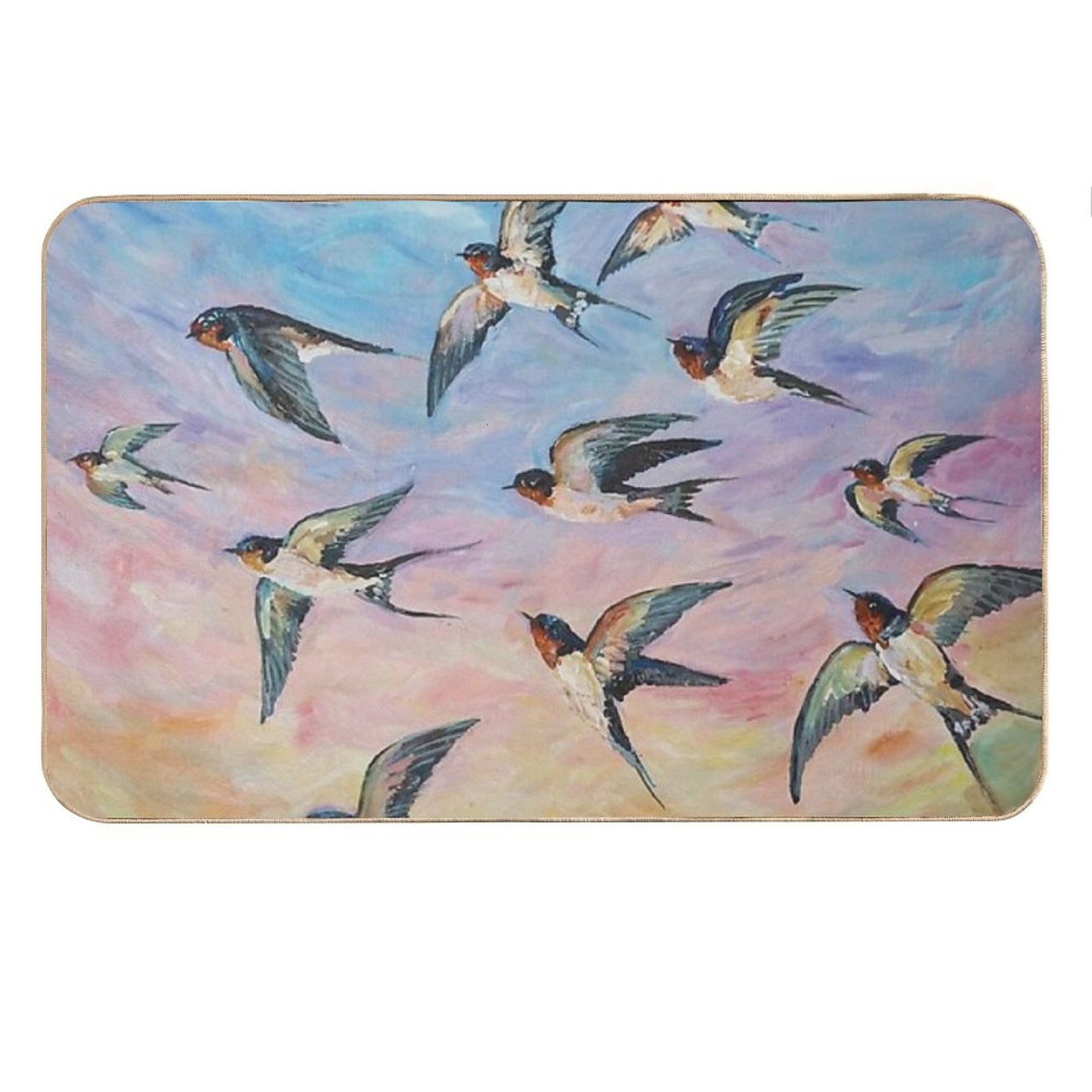 Barn Swallows Acrylic Painting Bath Mat