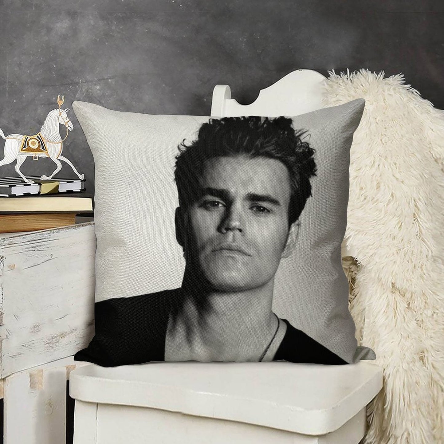 Paul Wesley Black And White Linen Throw Pillow Cover