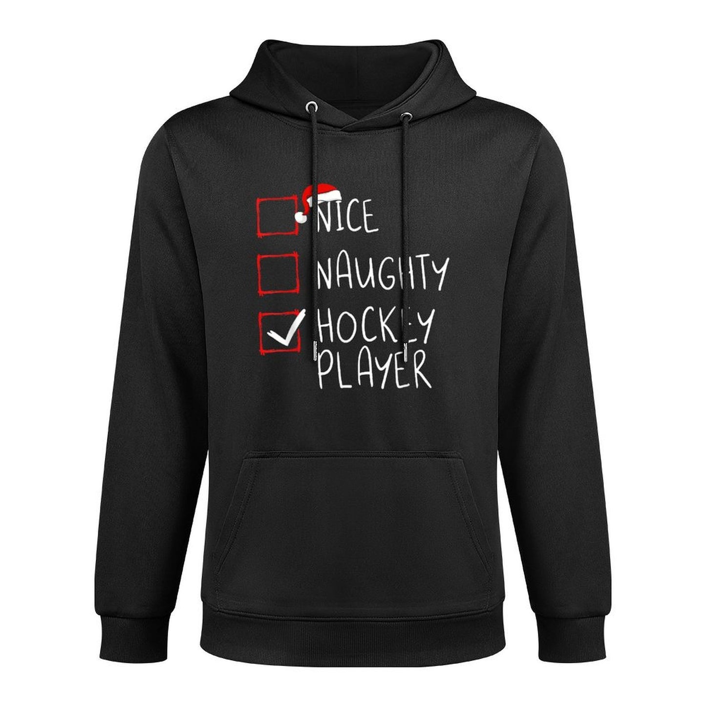 Nice Naughty Hockey Player List Christmas Santa Claus Layering Staple Hoodie