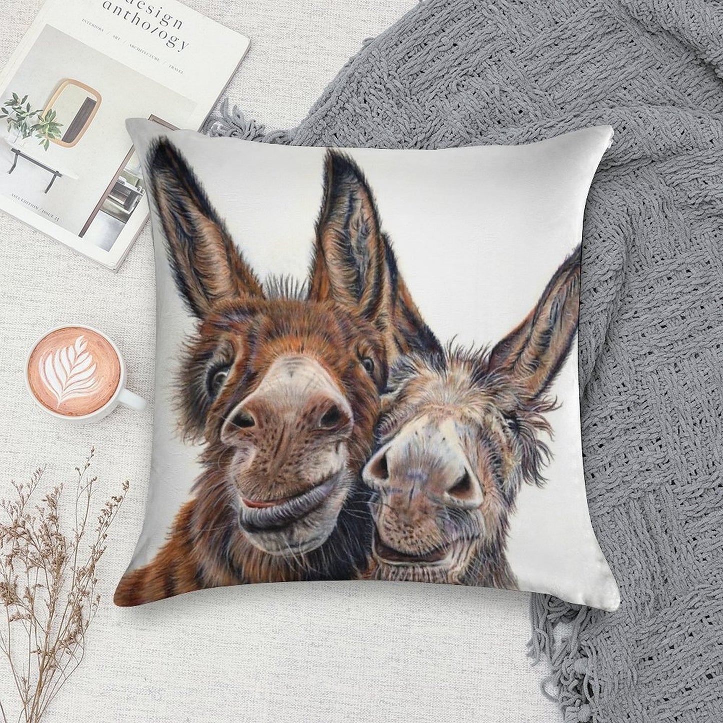 Donkeys - Hee Haw Soft Bedroom Essential Throw Pillow