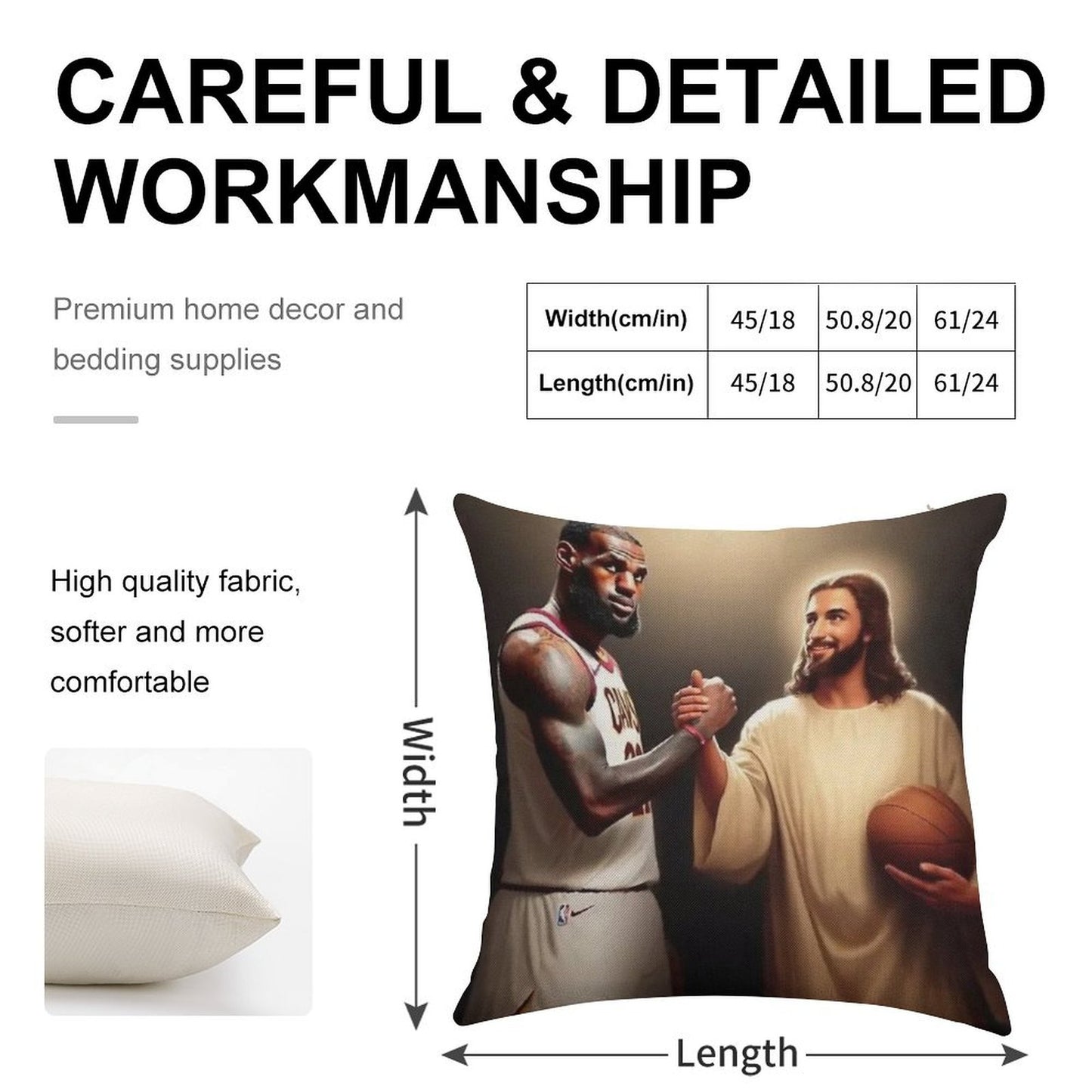 Lebron James + Jesus Linen Throw Pillow Cover