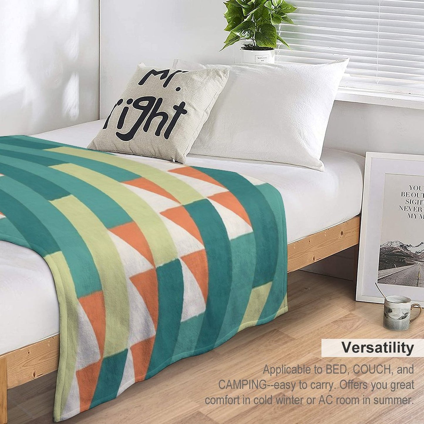 Diagonal Geometric Pattern – Vibrant Retro Style Throw Blanket