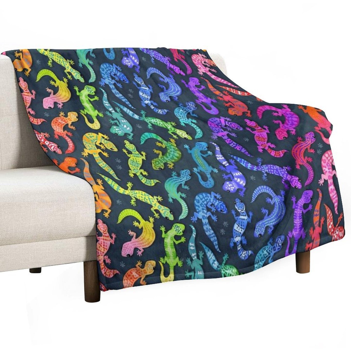 Bright Rainbow Geckos Throw Blanket