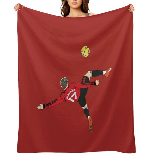 Alejandro Garnacho Bicycle Kick Overhead Goal Throw Blanket