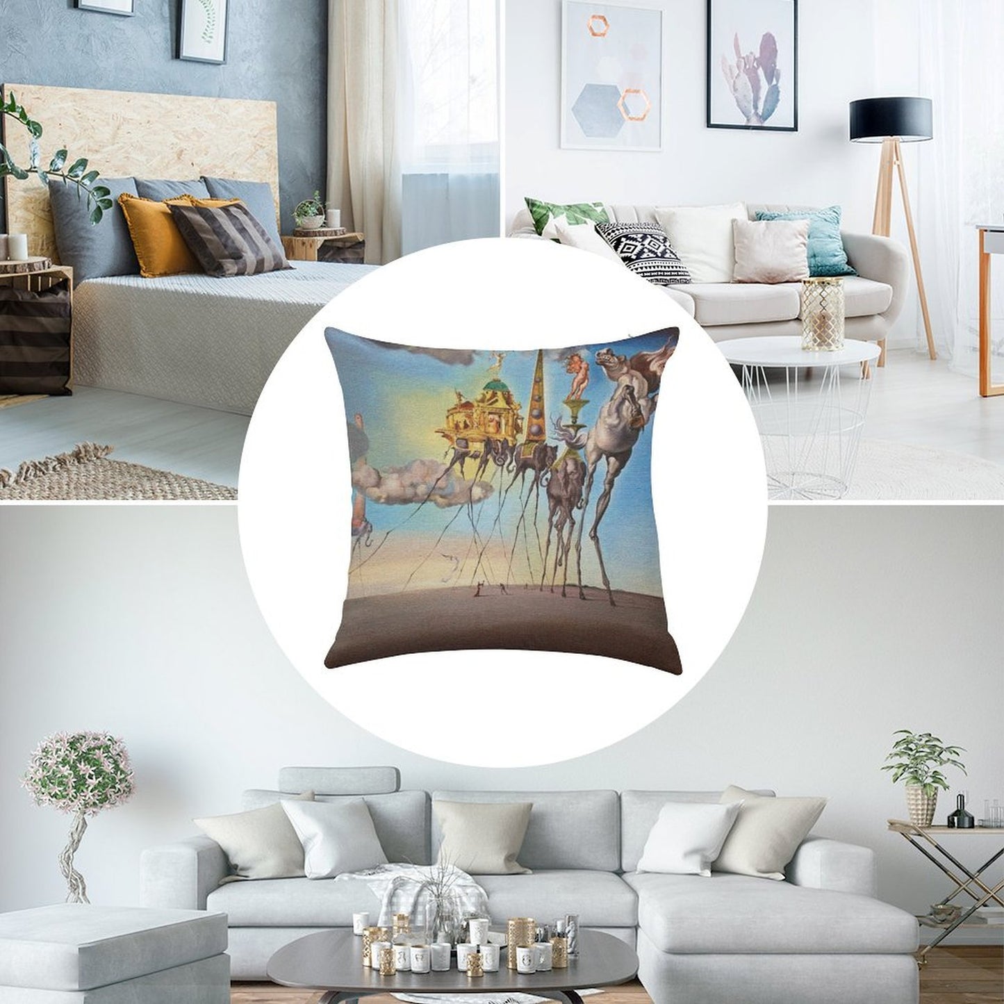 The Temptation of St. Anthony Linen Throw Pillow Cover