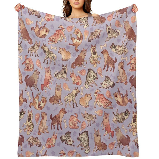 Hyenas in Lavender Throw Blanket