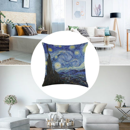 Starry Night - Vincent Van Gogh Linen Throw Pillow Cover
