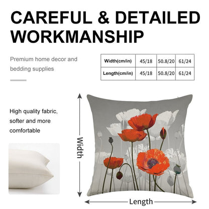 POPPIES Linen Throw Pillow Cover