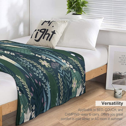 Wonderful Mid-Century Style Evening Lily And Wildflower Pattern Throw Blanket