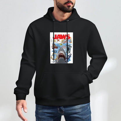 Jaws 50th Anniversary Poster Amity Island Collage 2-Sided Colorfast Hoodie